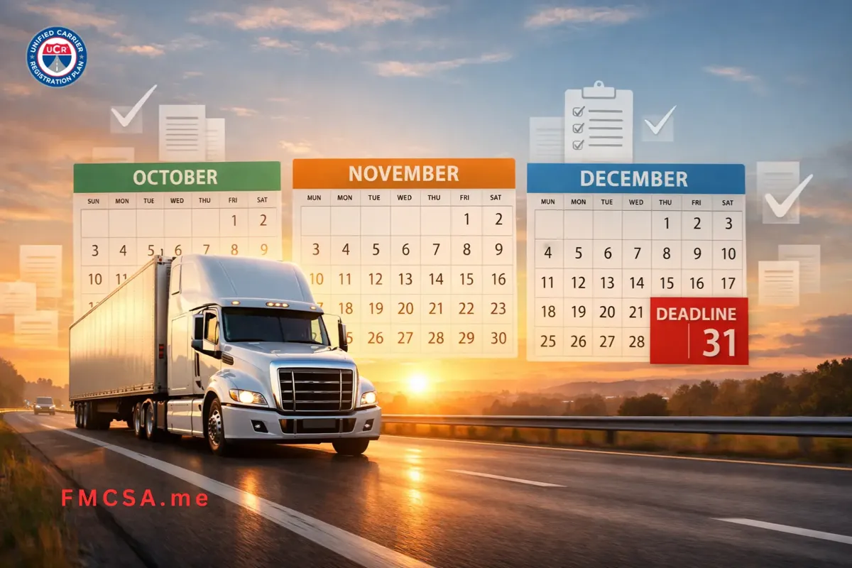 Semi-truck with UCR deadline calendar.