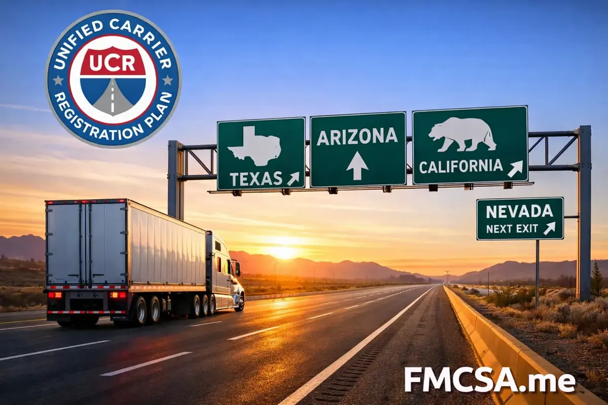 Truck on interstate with UCR.