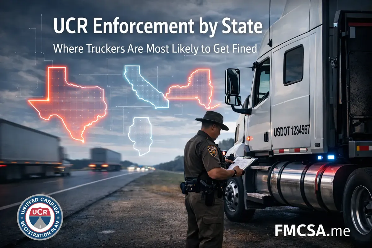 Truck inspection with UCR enforcement map