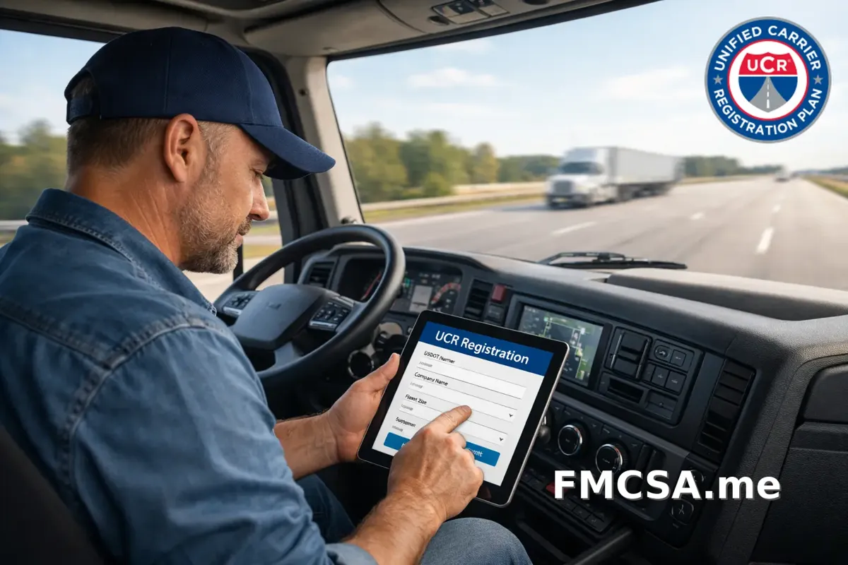 Truck driver completing UCR online