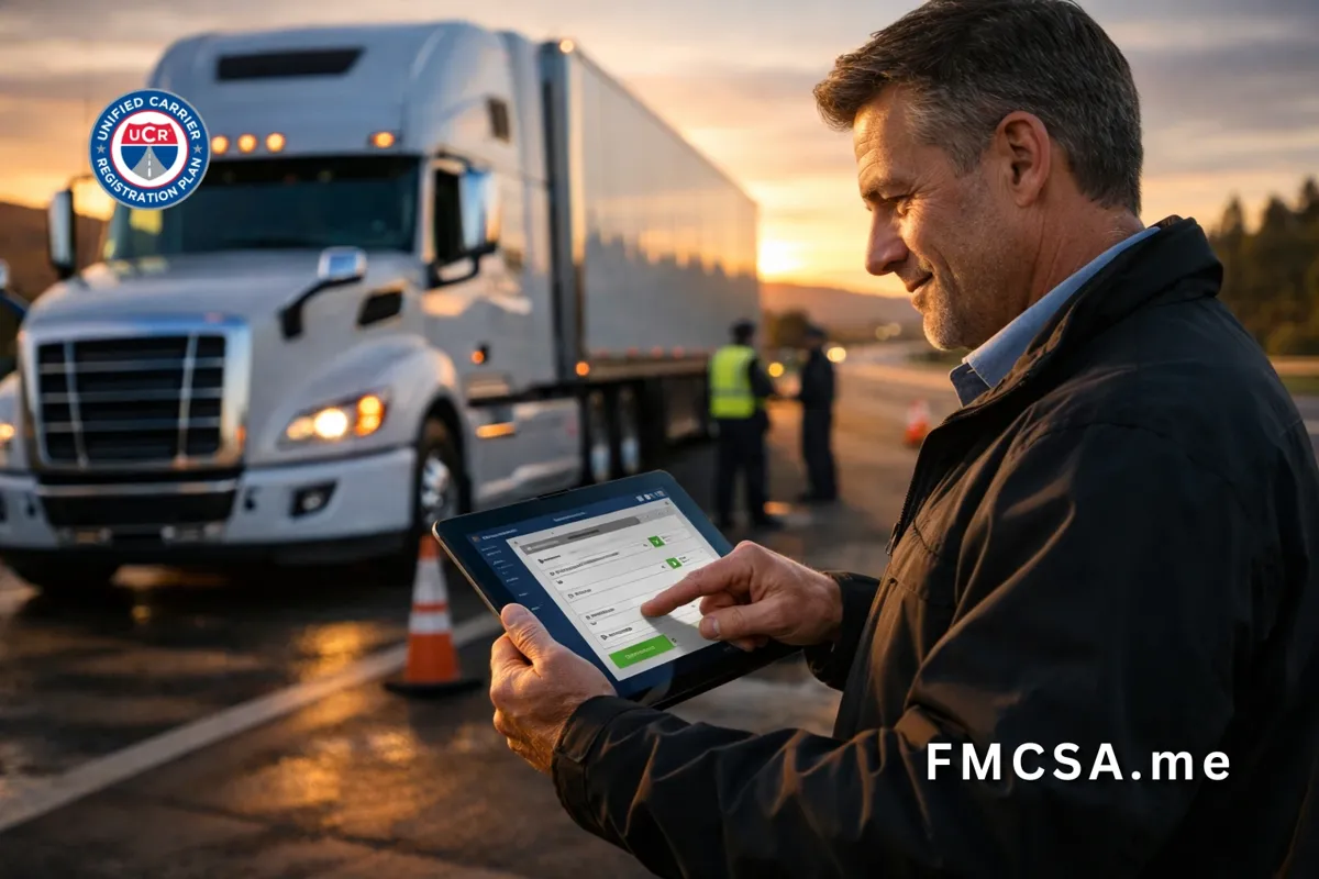 UCR registration check at truck stop