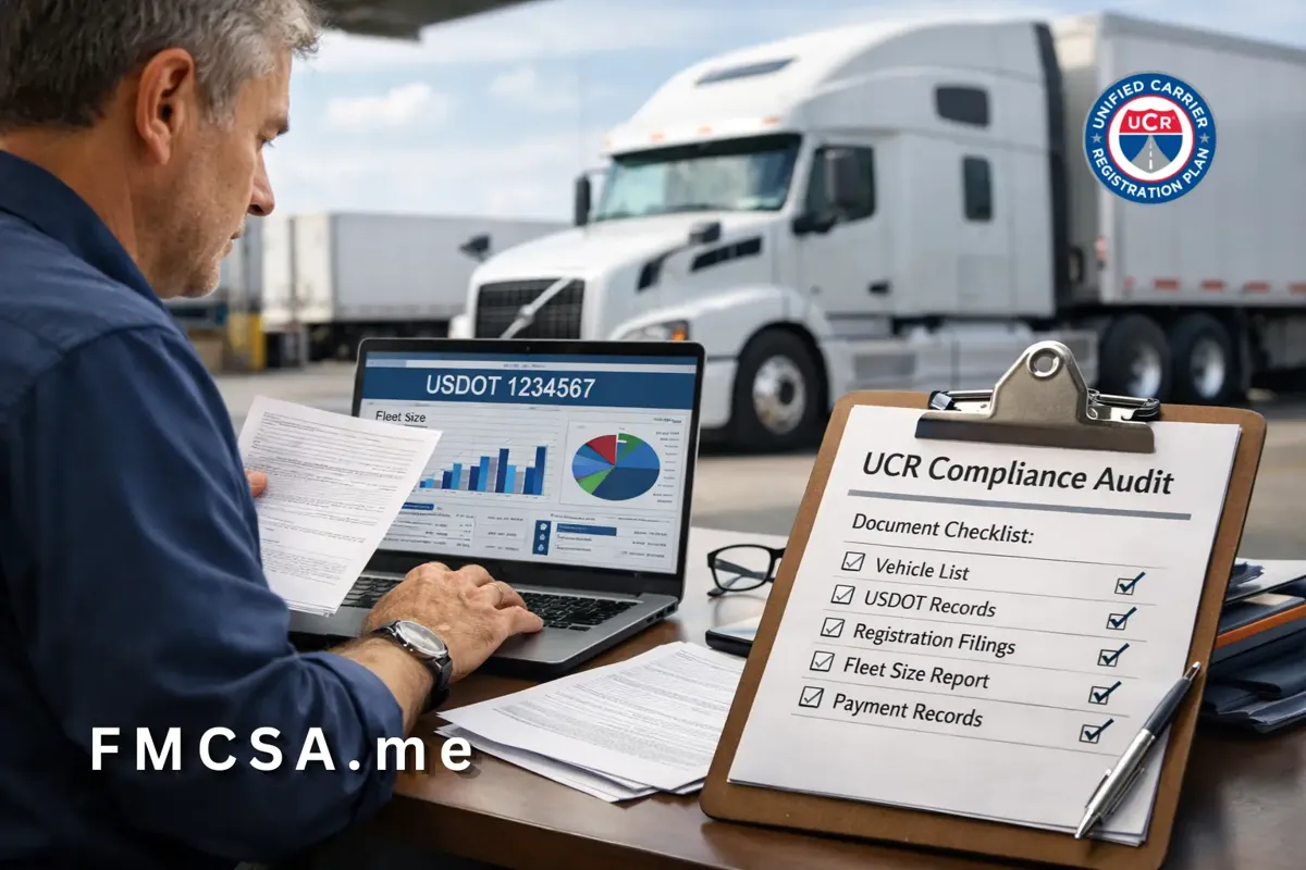 UCR compliance audit trucking documents laptop